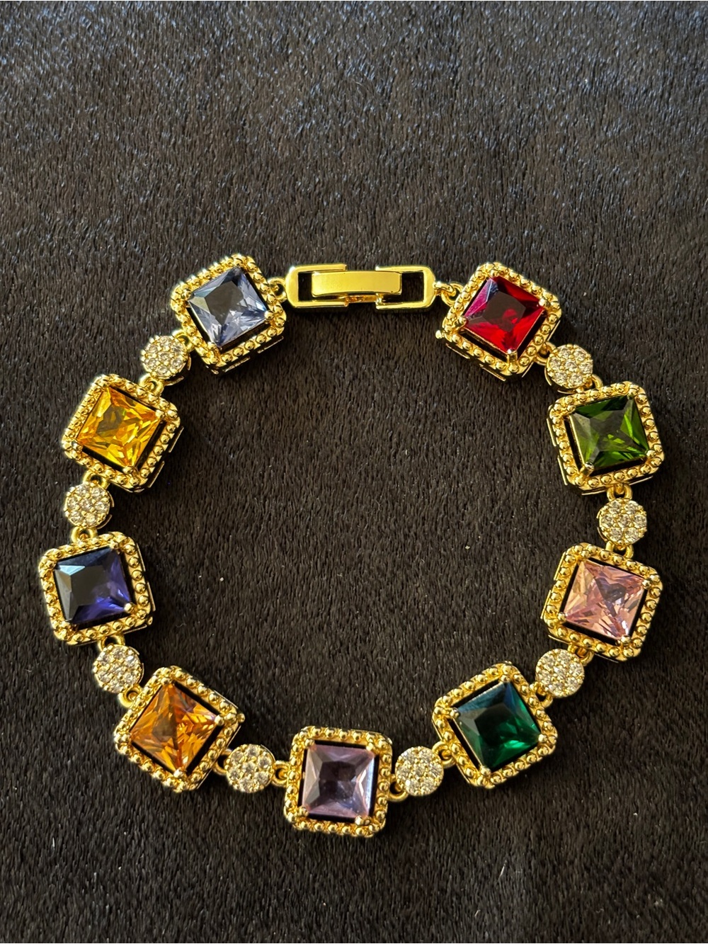 Pretty Bird Yellow Gold Multicolor Princess-Cut Bracelet 8 in.